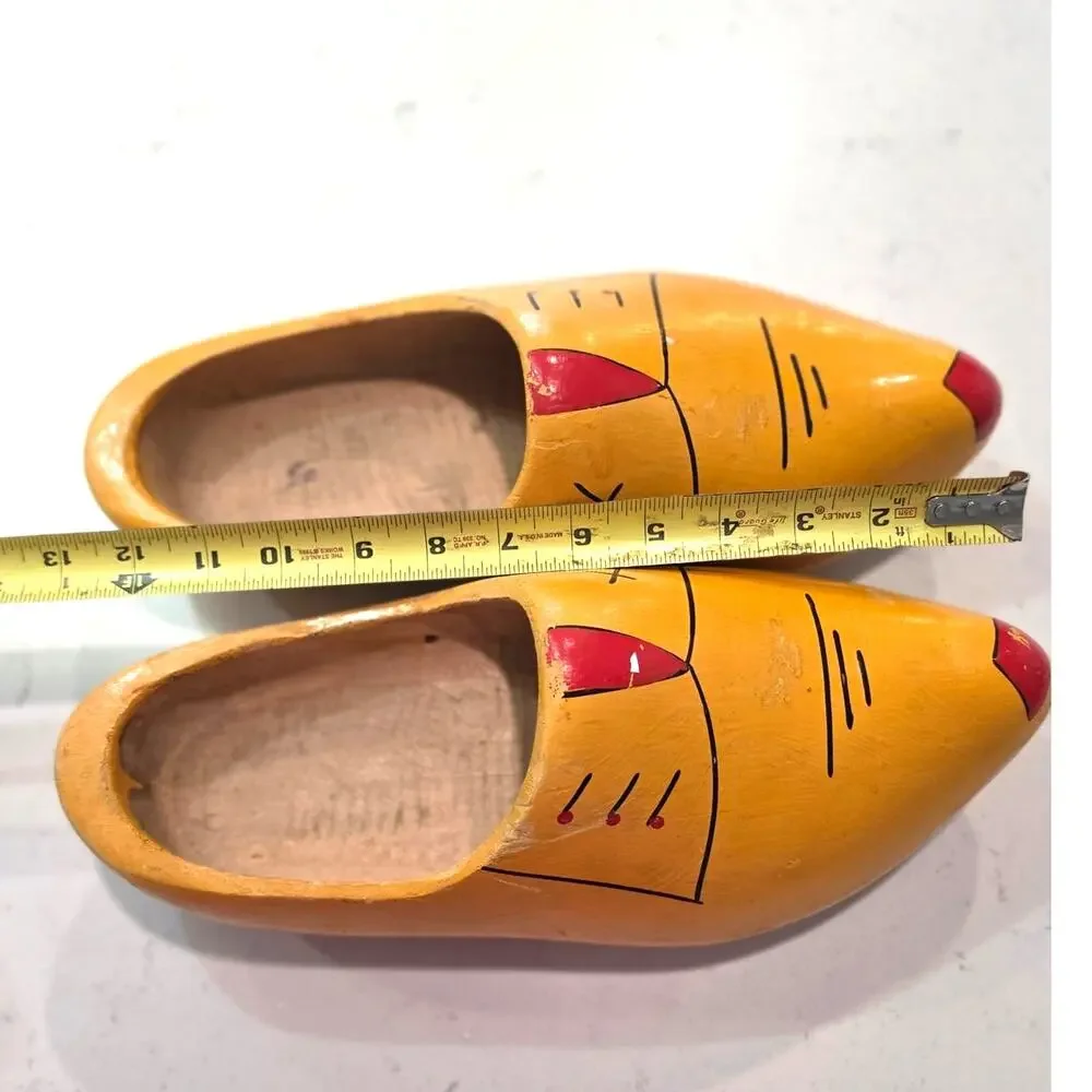 Vintage Hand painted Dutch Wooden Clog Shoes